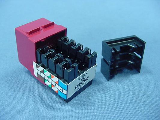 Leviton Dark Red Quickport 8-Wire Voice Snap-In Jack RJ45 Telephone 41108-RR8