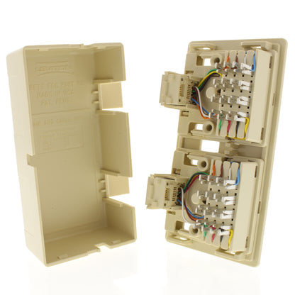 Leviton 41198-IQ Ivory Dual 8-Position Jacks USOC Type 635 Surface Mount 66-Clip