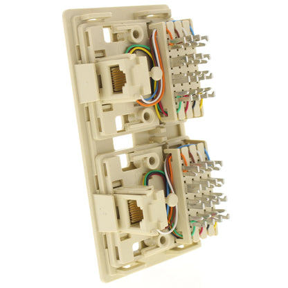 Leviton 41198-IQ Ivory Dual 8-Position Jacks USOC Type 635 Surface Mount 66-Clip