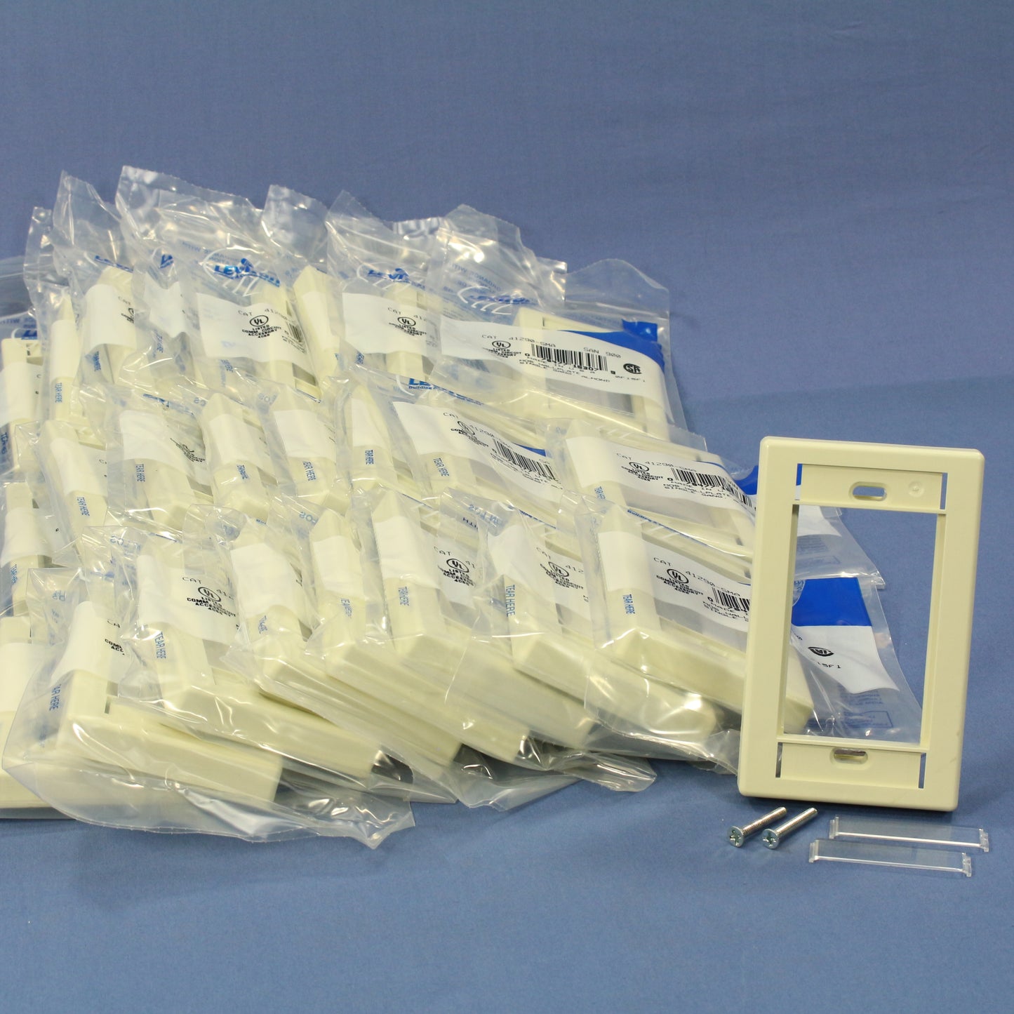 Leviton 41290-SMA Almond MOS Single-Gang Wallplate Module Frame Covers 25-Pack
