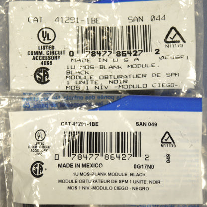 Leviton 41291-1BE Black 1-Unit MOS Blank Filler Wallplate Insert Covers 2-Pack