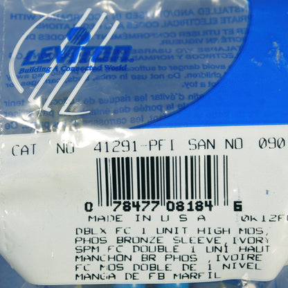 Leviton Ivory MOS Duplex FC Fiber Optic Coupling Jack Insert Module 41291-PFI