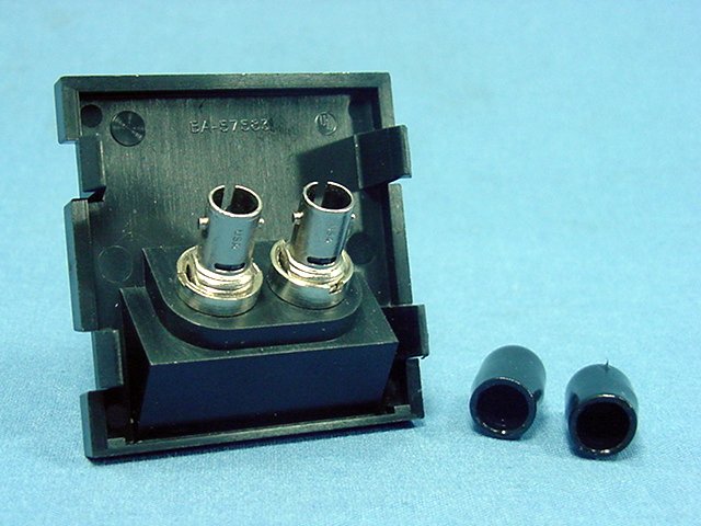 Leviton Black 2-Unit MOS Dual ST Fiber Optic 45� Coupling Jack Module 41292-2TE