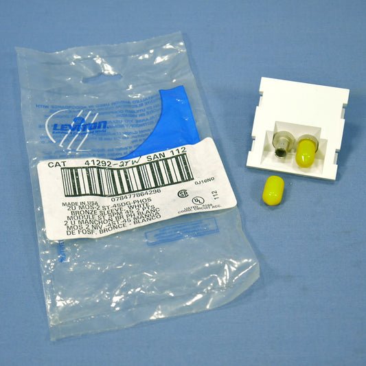 Leviton 41292-2TW White 2-Unit MOS Dual ST Fiber Optic 45� Coupling Jack Module