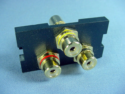 Leviton Black 1-Unit MOS Wallplate 3-Port RCA Audio Video Jack Module 41292-3RE