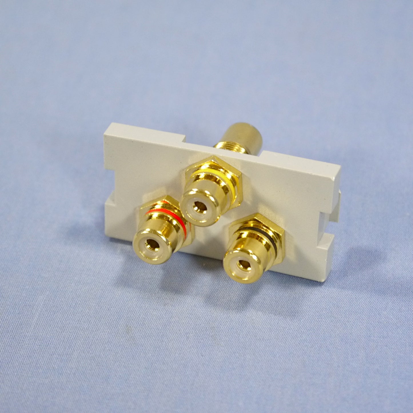 Leviton Gray 1-Unit MOS Wallplate 3-Port RCA Audio Video Jack Module 41292-3RG
