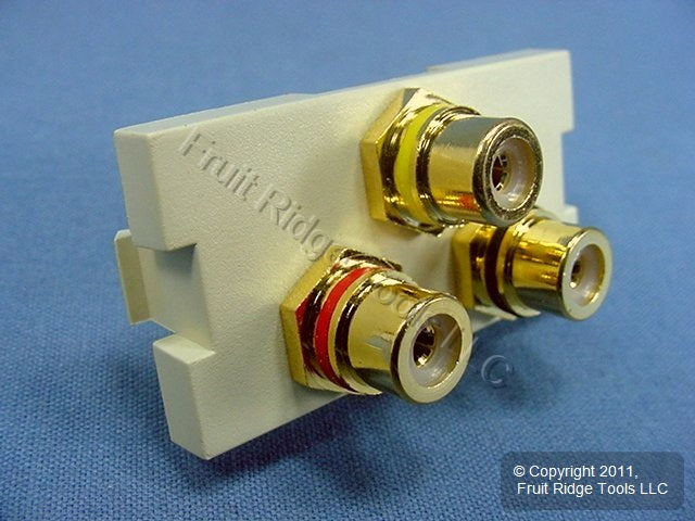 Leviton Ivory MOS Wallplate 3-Port RCA Audio Video Jack Module 41292-3RI