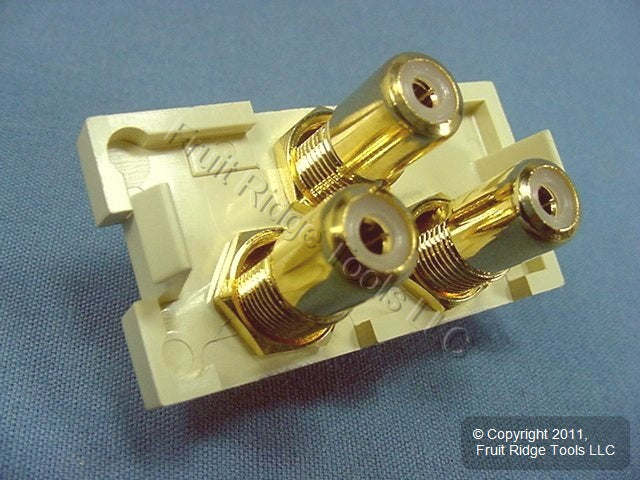 Leviton Ivory MOS Wallplate 3-Port RCA Audio Video Jack Module 41292-3RI