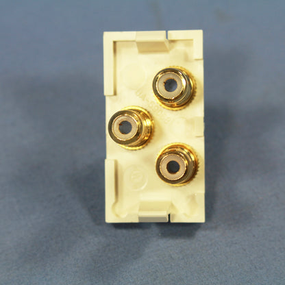 Leviton Light Almond MOS Wallplate 3-Port RCA Audio Video Jack Module 41292-3RT