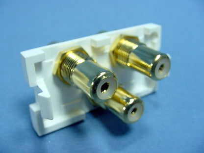 Leviton White 1-Unit MOS Wallplate 3-Port RCA Audio Video Jack Module 41292-3RW