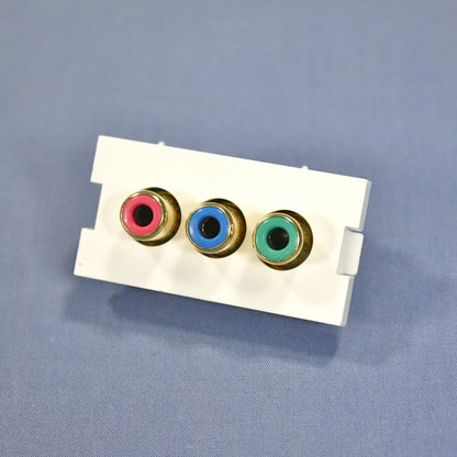 Leviton White 1-Unit MOS Wallplate 3-Port RCA Audio Video Jack Module 41292-DVW