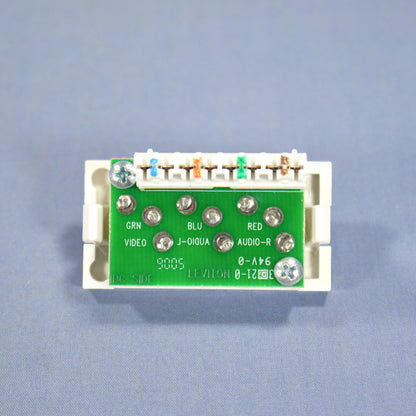 Leviton White 1-Unit MOS Wallplate 3-Port RCA Audio Video Jack Module 41292-DVW