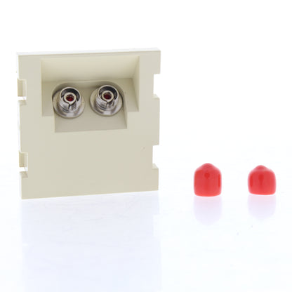 Leviton 41292-PFI Ivory MOS Fiber Optic Adapter Duplex FC 45 Degree 2-Unit High