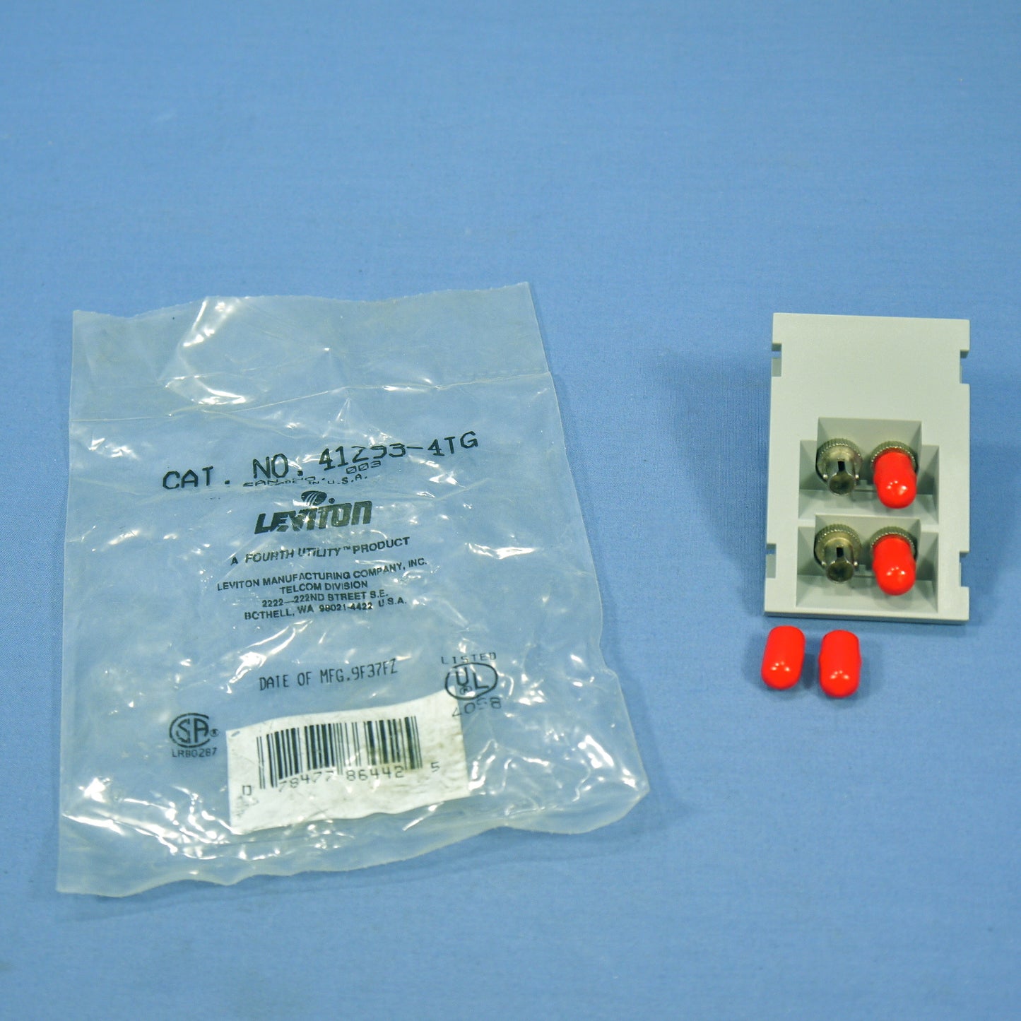 Leviton 41291-4TG Gray MOS Duplex ST Fiber Optic Coupling Jack Insert Module 45�