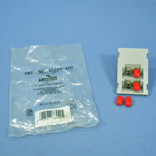 Leviton 41291-4TG Gray MOS Duplex ST Fiber Optic Coupling Jack Insert Module 45�