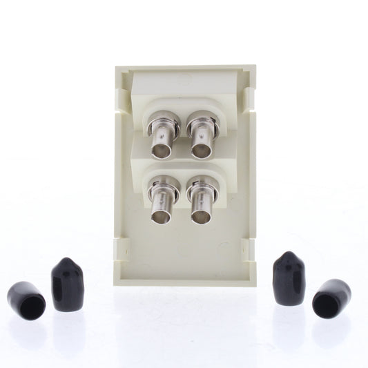Leviton 41293-ZTW White Duplex ST Fiber Adapter MOS Zirconia 45� 3 Unit High