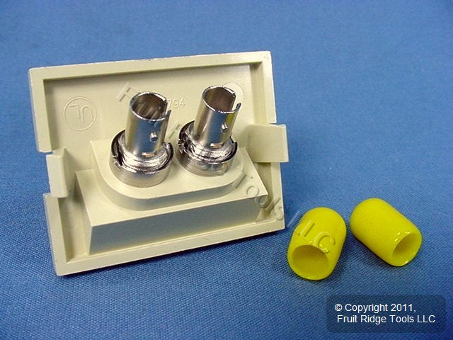 Leviton Ivory MOS Dual ST Fiber Optic 45� Coupling Jack Module Insert 41294-2TI