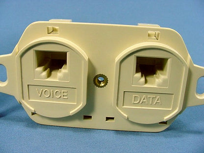 Leviton Ivory Duplex 8-Wire Phone Jack Voice Data Wallplate 110-Type 41361-IDI
