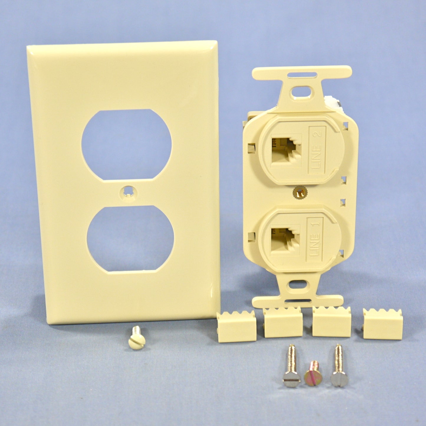 Leviton Duplex Ivory Flush Phone Jack 110-Type Voice 4-Wire Type 106 41364-IDI