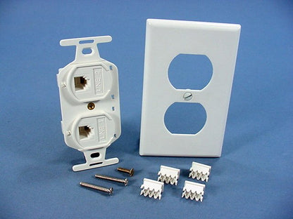 Leviton Duplex White USOC Phone Jack 110-Type Voice 4-Wire Type 106 41364-IDW