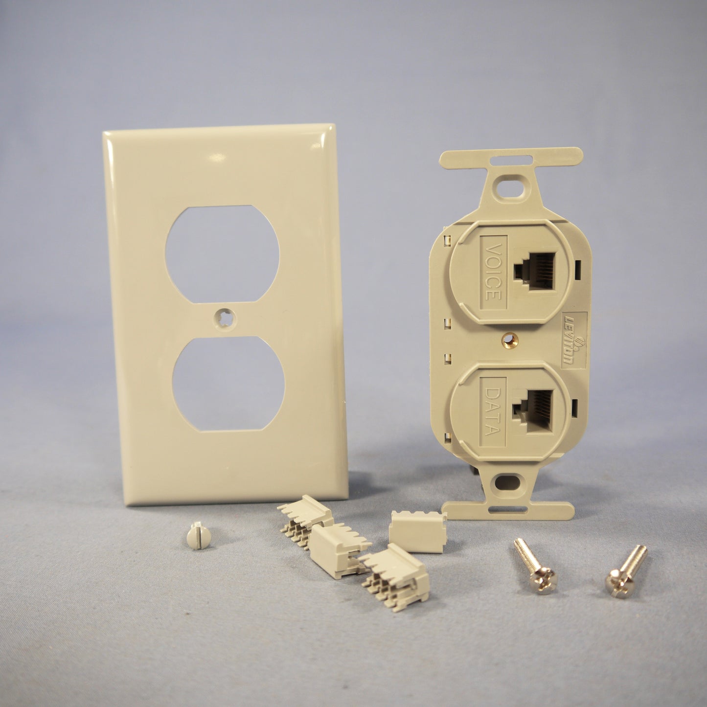 Leviton 41365-IDG Duplex Gray Phone Jack 110-Type Voice Data Type 106 T568B Cat3