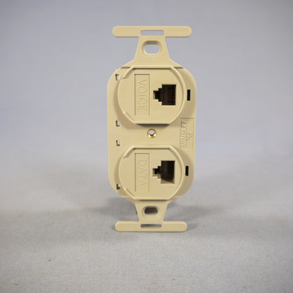 Leviton 41365-IDG Duplex Gray Phone Jack 110-Type Voice Data Type 106 T568B Cat3