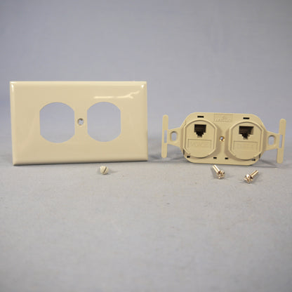 Leviton 41365-IDG Duplex Gray Phone Jack 110-Type Voice Data Type 106 T568B Cat3