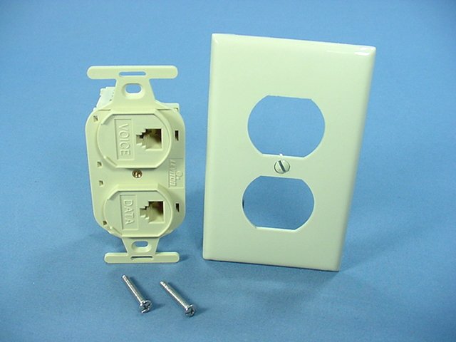 Leviton Duplex Ivory Phone Jack 110-Type Voice Data Type 106 Cat 3 41365-IDI