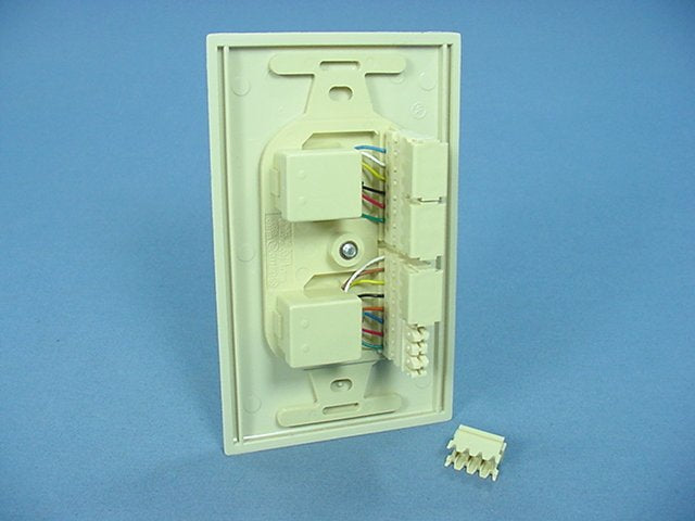 Leviton Duplex Ivory Phone Jack 110-Type Voice Data Type 106 Cat 3 41365-IDI