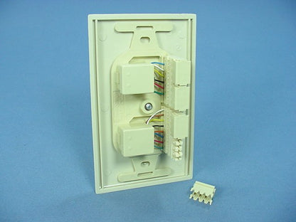 Leviton Duplex Ivory Phone Jack 110-Type Voice Data Type 106 Cat 3 41365-IDI