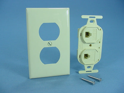 Leviton Duplex Ivory USOC Phone Jack 110-Type Voice 6-Wire Type 106 41366-IDI