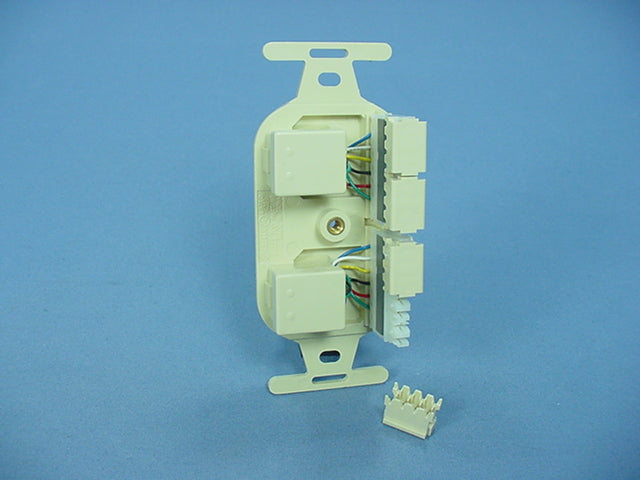 Leviton Duplex Ivory USOC Phone Jack 110-Type Voice 6-Wire Type 106 41366-IDI
