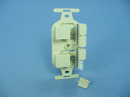 Leviton Duplex Ivory USOC Phone Jack 110-Type Voice 6-Wire Type 106 41366-IDI