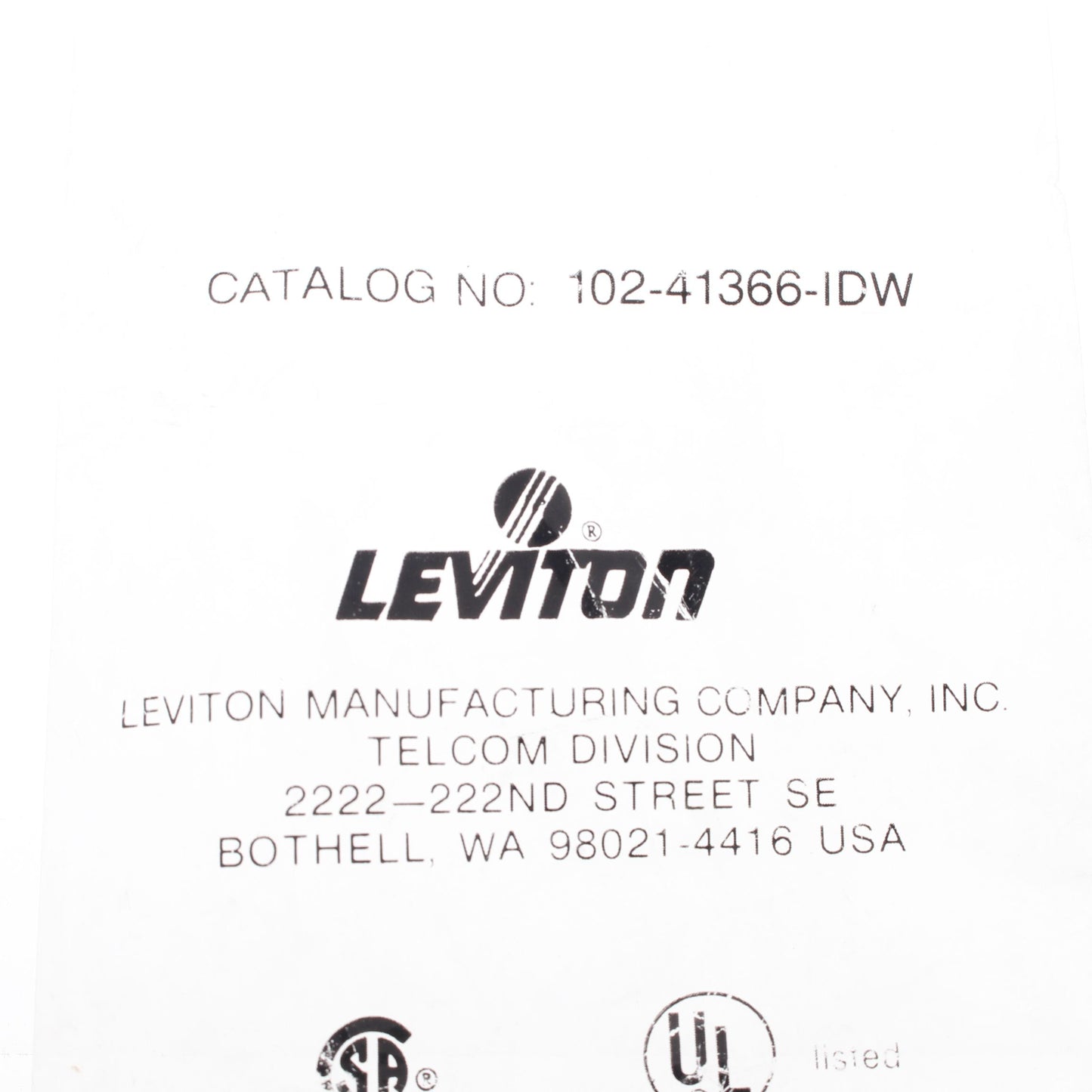 Leviton 41366-IDW Duplex White USOC Phone Jack 110-Type Voice 6-Wire Type 106