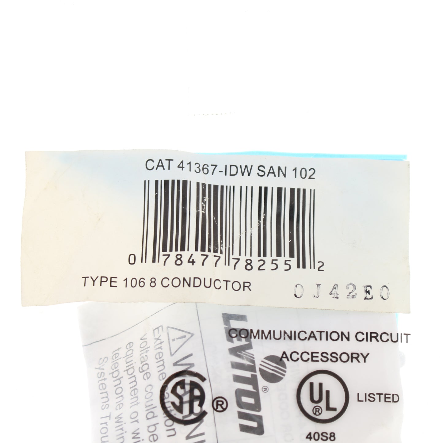 Leviton Duplex White Phone Jack Voice 8-Wire Cat3 T568B Type 106 & 110 41367-IDW