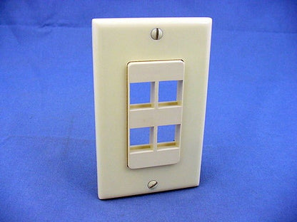 Leviton Ivory 4-Port Decora Quickport Insert w/Wallplate Cover 41644-I