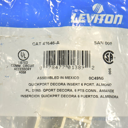 Leviton Almond 1-Gang 6-Port Decora Quickport Insert w/ Wallplate Cover 41646-A