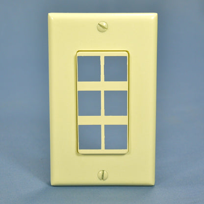 Leviton Almond 1-Gang 6-Port Decora Quickport Insert w/ Wallplate Cover 41646-A