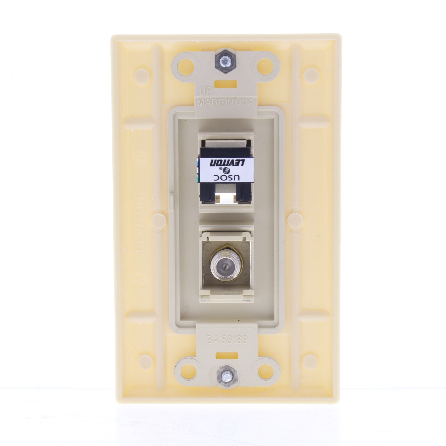 Leviton 41658-CI Ivory 1-Gang Telephone Jack F-Connector Plastic Wallplate Cover