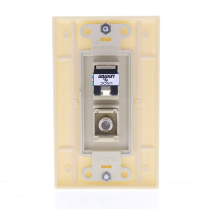 Leviton 41658-CI Ivory 1-Gang Telephone Jack F-Connector Plastic Wallplate Cover