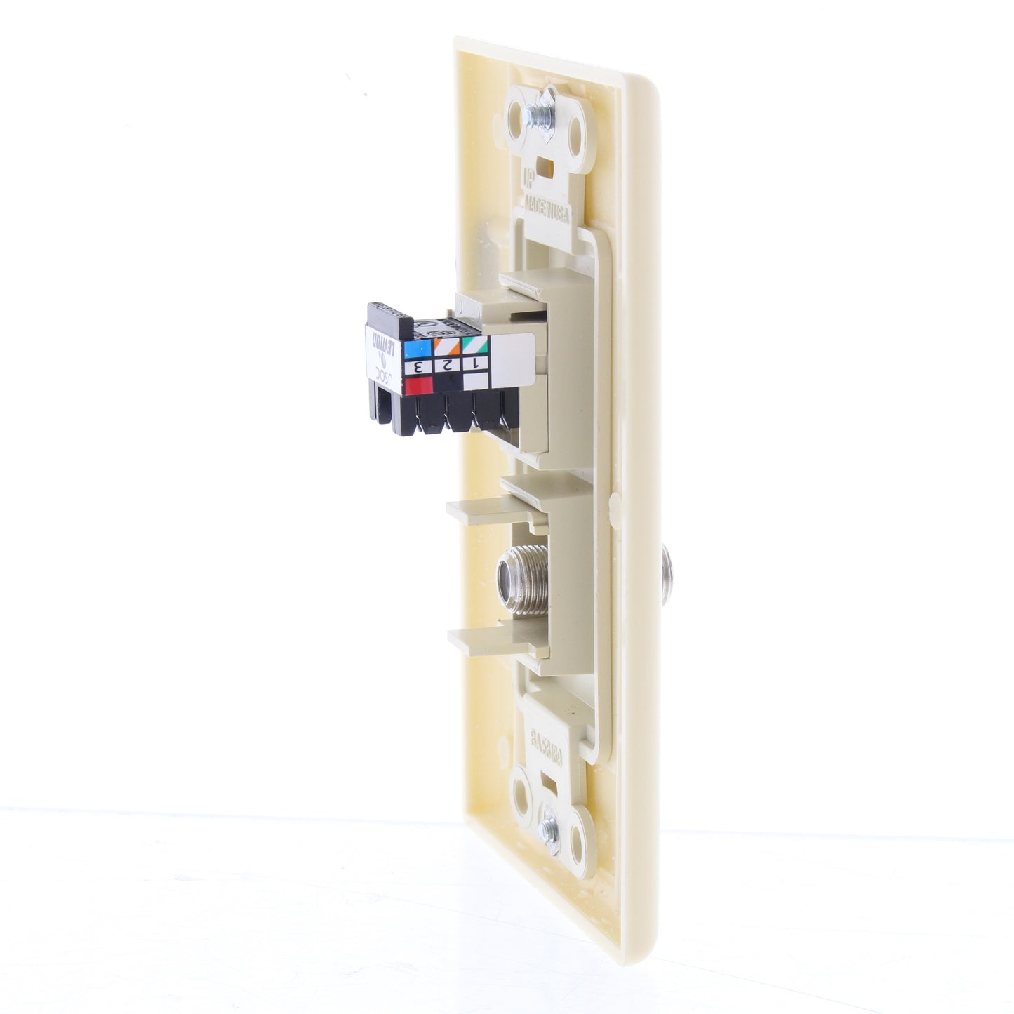 Leviton 41658-CI Ivory 1-Gang Telephone Jack F-Connector Plastic Wallplate Cover