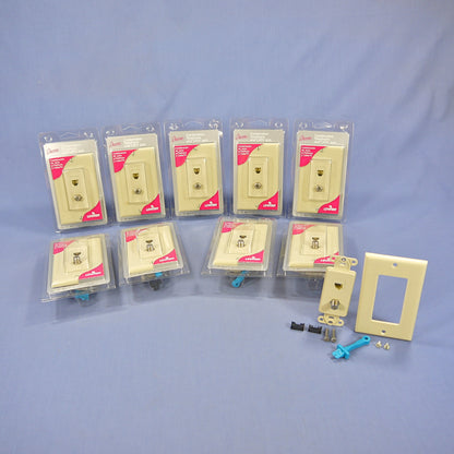 10 Leviton Ivory Decora Quickport CATV Cable & Phone Jack Wallplates 41658-I