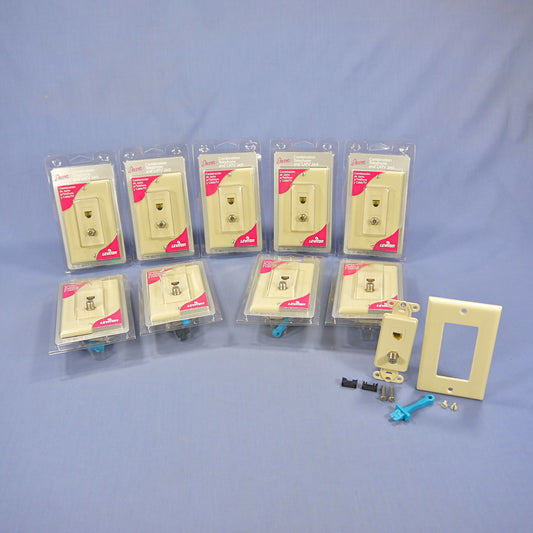 10 Leviton Ivory Decora Quickport CATV Cable & Phone Jack Wallplates 41658-I