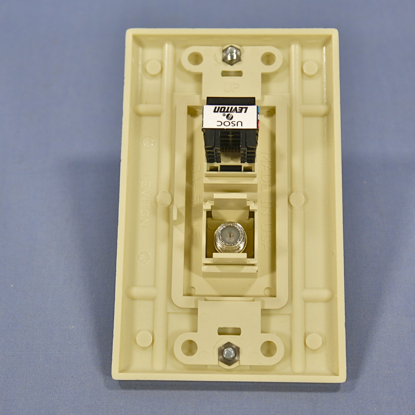 10 Leviton Ivory Decora Quickport CATV Cable & Phone Jack Wallplates 41658-I