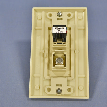 10 Leviton Ivory Decora Quickport CATV Cable & Phone Jack Wallplates 41658-I