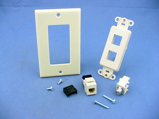 Leviton Ivory Decora Quickport CATV Cable & Phone Jack Wallplate F-Type 41658-I