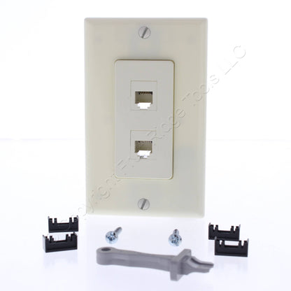 2 Leviton Almond Quickport 6-Wire Phone Voice Jacks Modular Telephone 41666-A