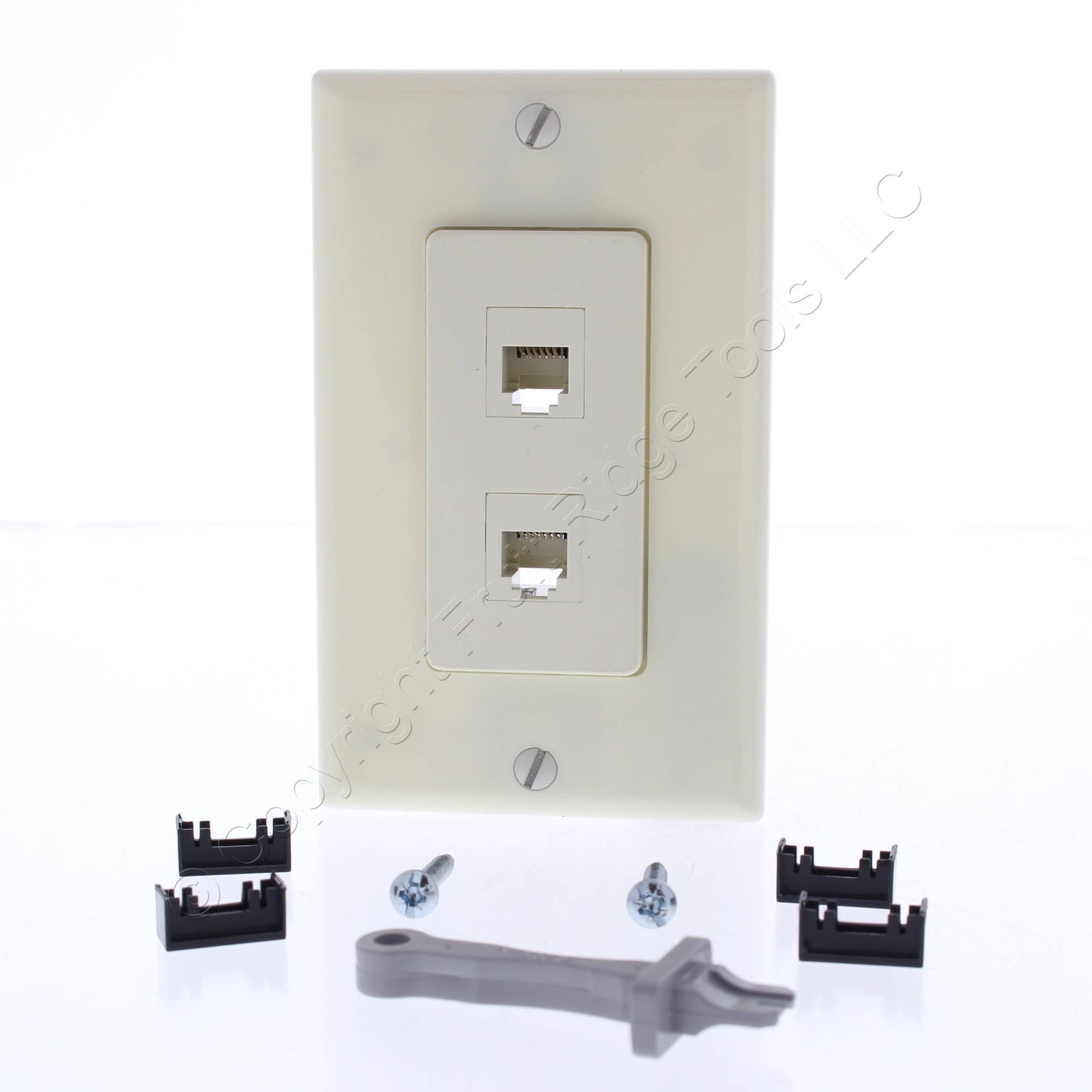 2 Leviton Almond Quickport 6-Wire Phone Voice Jacks Modular Telephone 41666-A