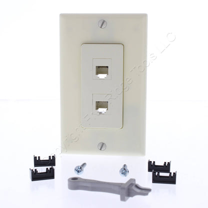 2 Leviton Almond Quickport 6-Wire Phone Voice Jacks Modular Telephone 41666-A