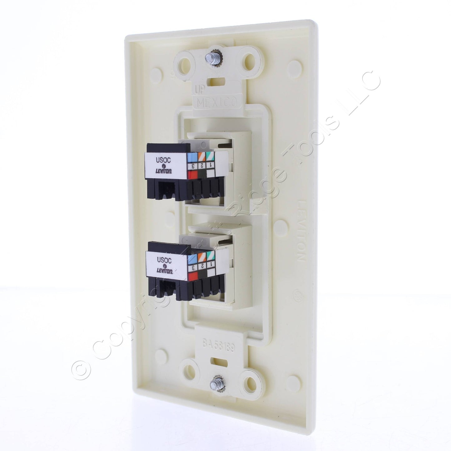 2 Leviton Almond Quickport 6-Wire Phone Voice Jacks Modular Telephone 41666-A